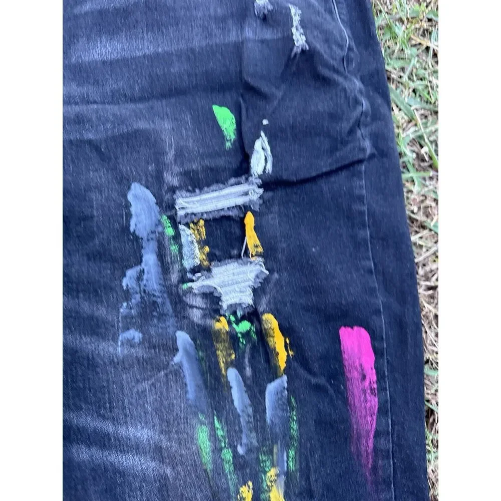 Switch Remarkable Premium Denim Distressed Paint Jeans Mens 44x32 Slim Taper Fit